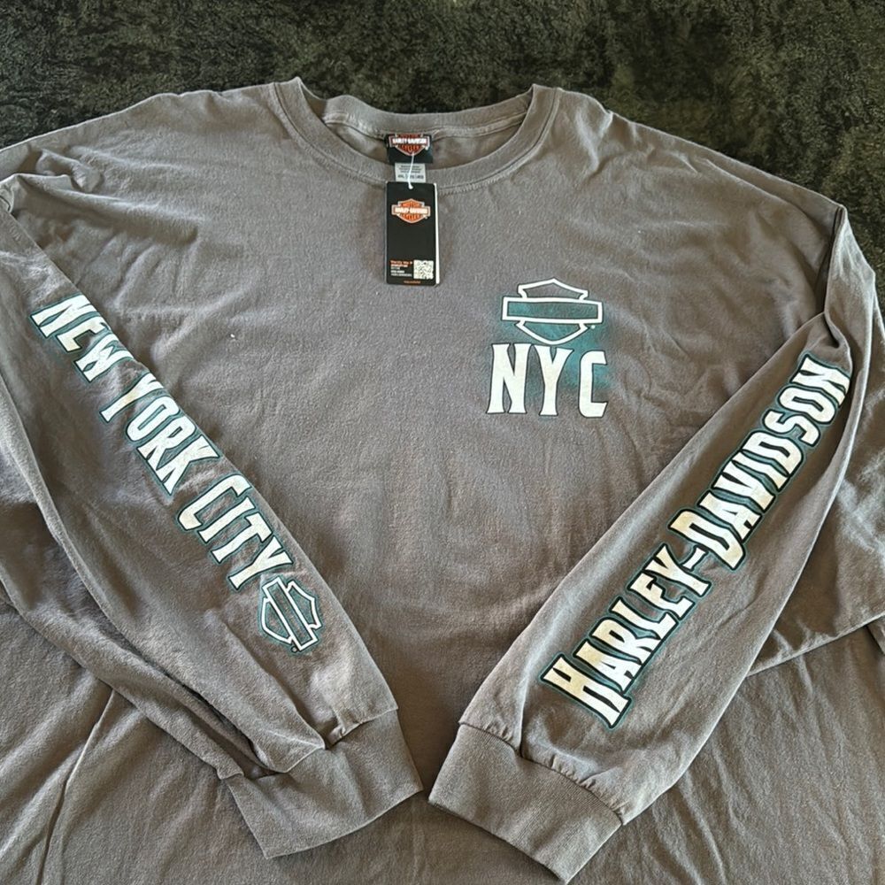 Harley-Davidson Gray Long Sleeve Shirt NYC HARLEY